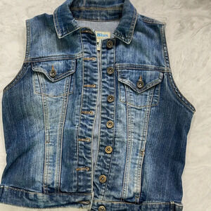 Paris Blues Denim Vest Womens Medium Blue Distressed Sleeveless